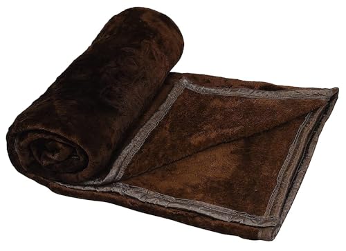 Slickcomfort Premium Plush Blanket | 300 GSM Lightweight Cozy Soft for Bed, Sofa, Couch, Travel & Camping | Flannel (Brown, Double Bed)