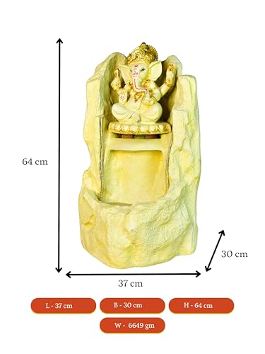 Sowpeace Golden Ganesha Water Fountain showpiece, Set of 1 Premium Resin Made Table Top Home Decor for Living Room and Gifting(37 cm,Golden)