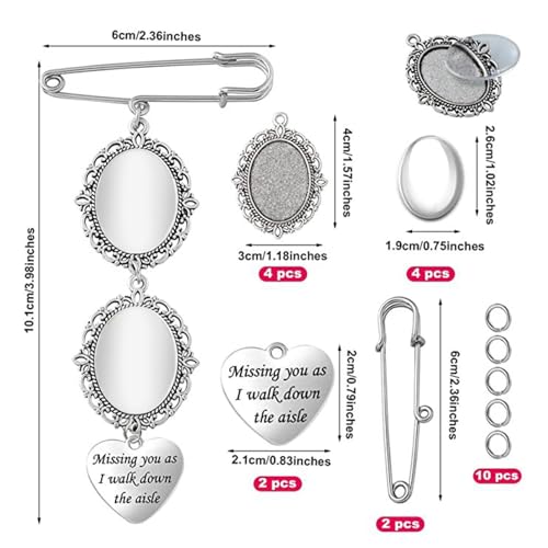 ATORSE® 2Pcs Wedding Bouquet Photo Charms Picture Frame Pin For Wedding Friend Party