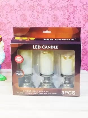 The Decor Affair Flameless LED Candles Set - Exquisite Festive Decor for Christmas, Birthdays, Weddings, Parties - Pack of 3.