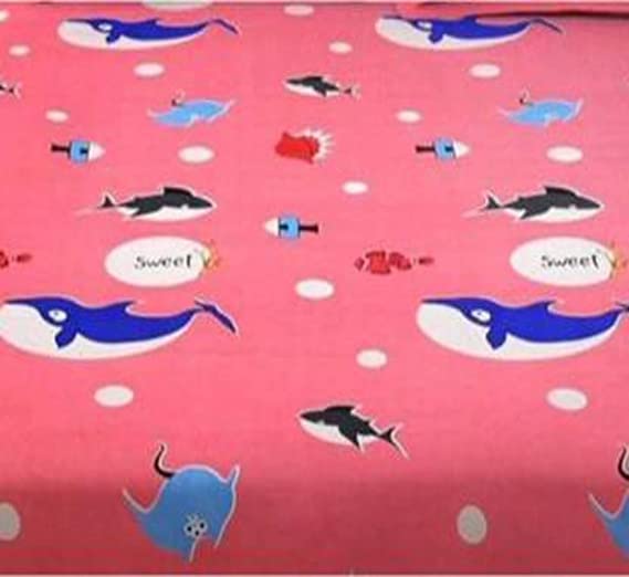 Tript Cartoon Print Elastic Fitted Glace Cotton Single Bed (72x48x Upto 6 Inches) Bedsheet with 2 Pillow Covers-200TC Fish Pink sb