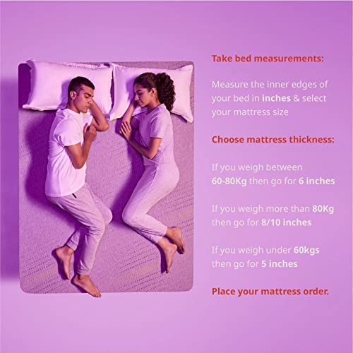 Wakefit Mattress | 10 Years Warranty | Duo Plus Medium Firm & Firm, Mattress Double Bed, Foam Mattress, 6-Inch Bed Mattress, King Size Mattress (78x72x6 Inches, Purple)