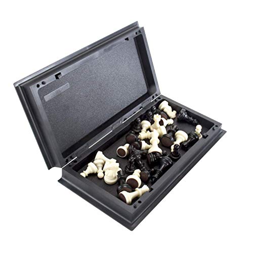 RECTITUDE 10" Magnetic Folding Chess Set, Educational Game Board for Adult Kids Beginner Chess Board Travel Toys (Black Color)