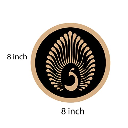 DOTME Peacock Wooden With Vinyl Sticker Decorative Design Wall Decor For Home Kids Bedroom Living Room Hall DIY Art 8 INCH (Black)