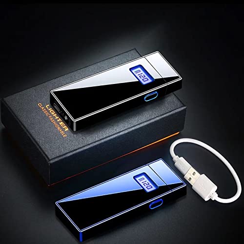 VOFFY 2022 New ARC Cigarette Lighter with LED Display Double Arc Plasma Electric Smoking Lighter USB Rechargeable Windproof Flameless LED Screen for Camping/Cigar/Candles/Cigarette/Hiking Arc Lighter