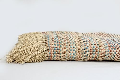 Handwoven Jute Throw with Fringe Tassels, 125 x 152 cm, Multicolour