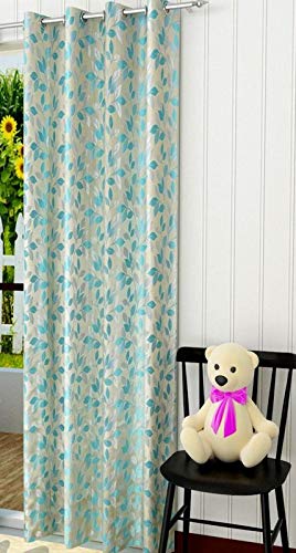 FRESH FROM LOOM Curtains for Door 7 Feet Long | Door Window Curtain | Premium Polyester Weaved Parda | Latest Modern Parde for Living Room Bedroom | Home Office Screens | Eyelet Ring (Aqua, 1pc Only)