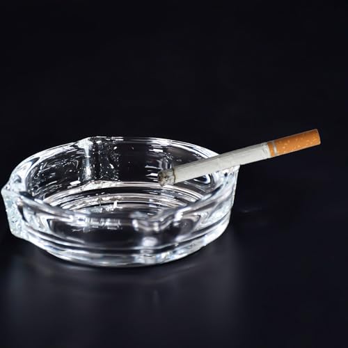 Glass Brunswick Crystal Quality Cigar Cigarette Ashtray Round Tabletop for Home Office Indoor Outdoor Home DÉCOR