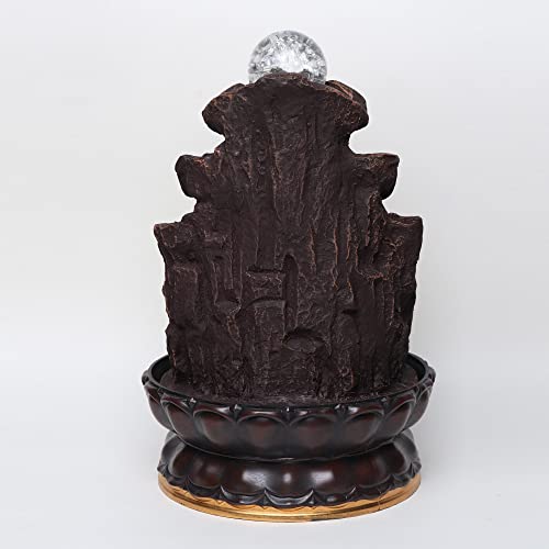 VIVARS Lord Shiva Tabletop Waterfall Fountain Relaxing Indoor Decoration, Lord Shiv Ji Waterfall Kit with Crystal Ball with Led Light for Home Office Decor (Lord Shiva Ji)