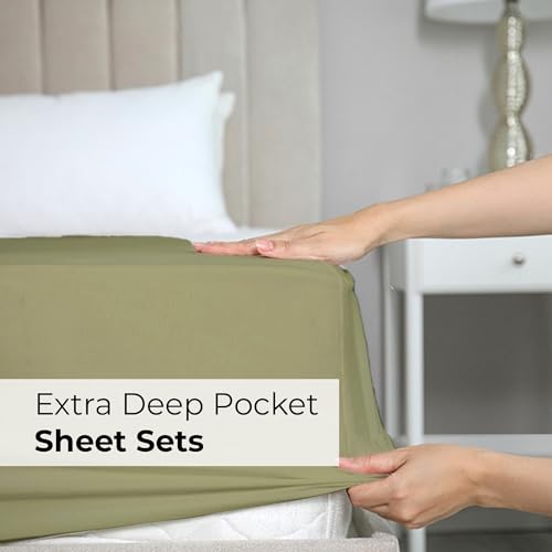 Extra Deep Pocket Sheets - 4 Piece Sheet Set - King Size Sheets Deep Pocket - Extra Deep Bed Sheets - Deep King Fitted Sheet Set - Super and Ultra Deep Sheets - For Deep Pockets Mattress - Fits Easily