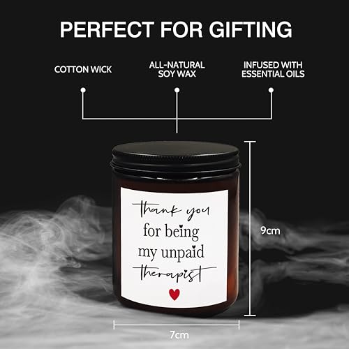 XUISWELL Thank You for Being My Unpaid Therapist Scented Candles, Thank You Candle, Thank You Gifts for Women Friends, Best Friend Friendship Bestie Gifts for Women, BFF Gifts