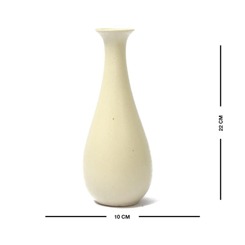 DeArt Handcrafted Ceramic Flower Bottle Vase | Whit Flower Pot for Home, Bedroom, Office, Living Room Centerpiece Decor Item Pack of 1 (10x22 cm)