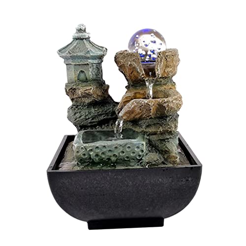 SAZ DEKOR Water Fountain with LED Lights Desktop Fountain Home Decor Ornament Style 2