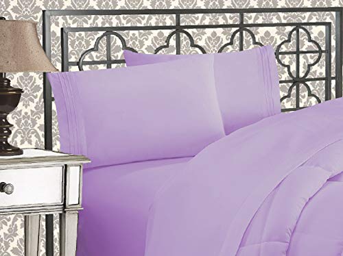 Elegant Comfort 1500 Premier Wrinkle & Fade Resistant Hotel Quality Ultra Soft Luxurious 4-Piece Bed Sheet Set with Deep Pockets, California King Lilac