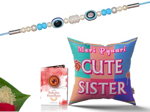 Pillow Rakhi for Brother with Gift - Rakhi with Rakhi Cushion with Filler Greeting Card- Rakhi for Brother, Gifts for Brother, Gifts for Rakhi, Gifts for Rakshabandhan Rakhi Gifts-CH-SIS-15-PC