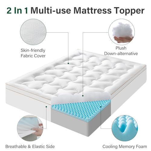 1000gsm 2 in 1 Mattress Topper White Twin XL