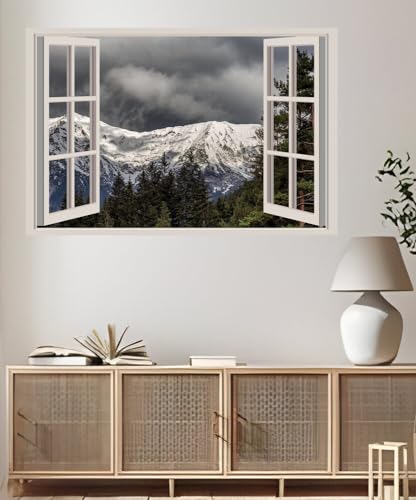 JVERF - JZZA23344 Italy Mountains On The Way Back via The Border| Self-Adhesive Open Window Wall Sticker