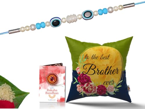 Pillow Rakhi for Brother with Gift - Rakhi with Rakhi Cushion with Filler Greeting Card- Rakhi for Brother, Gifts for Brother, Gifts for Rakhi, Gifts for Rakshabandhan Rakhi Gifts-CH-BRO-23-PC