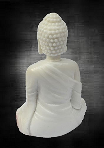 4” Buddha Statue/Idol/Decorative Figurine: Poly Marble with White Marble Finish – Premium Quality Buddha Idol in Meditation Pose. Attractive & Serene Small Buddha Statue.