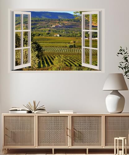 JVERF - JZZA28538 Spain Fields| Self-Adhesive Open Window Wall Sticker