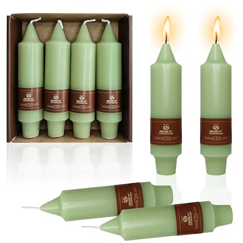 Taper Candles Handmade Dinner Candle Short Green Candle Sticks 5 inch for Home Decoration Holiday Wedding Party