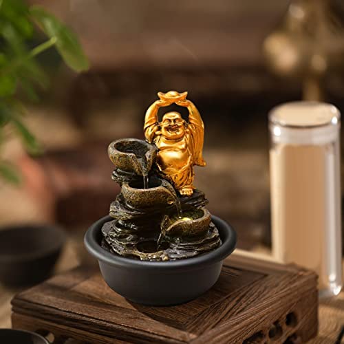 ATORSE® Tabletop Water Fountain Buddha Statue for Office Farmhouse Birthday Gifts Fortune Buddha