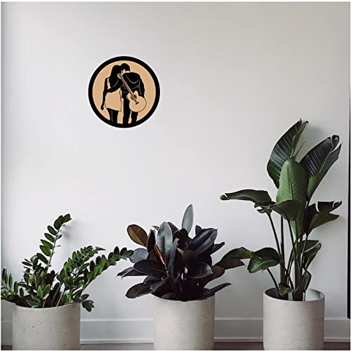 DOTME Couples Wooden With Vinyl Sticker Decorative Design Wall Decor For Home Bedroom Living Room Hall DIY Art 8 INCH (Black)