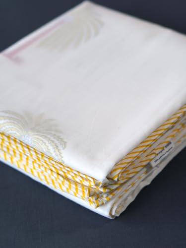 The Jaipur Wala Premium Hand Block Muslin Dohar, 3 Layers, Striped Edges (Double)