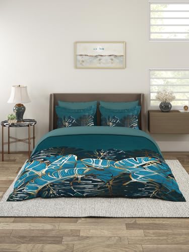 GAPU & BALY Digital Print Floral Abstract Design King Size Bedsheet with 2 Pillow Covers, 250x275 cms Bedsheet, 46x69+5 cms Pillow Covers (WFN0680)