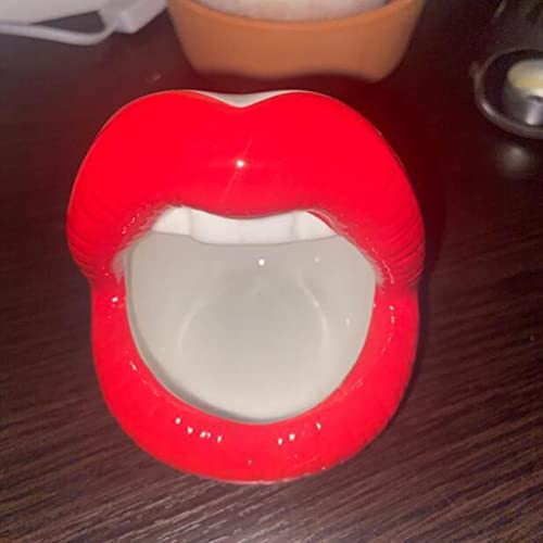 MERISHOPP™ Lips Cigar Ashtray Ceramic Ashtray Lips Ashtray Boyfriend Gift Red B