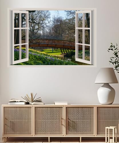 JVERF - JZZA22310 Germany Spring Parks Bridges Rivers Karlsruhe| Self-Adhesive Open Window Wall Sticker