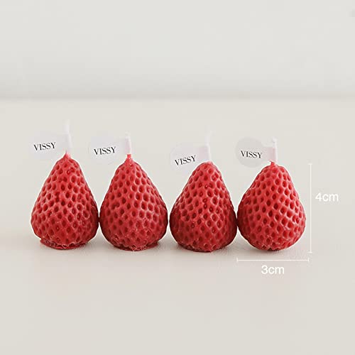 ATORSE® Strawberry Candle Scented Candle Home Living Room Party Decor Photo Props Red S 4Pcs