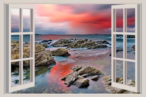 JVERF - JZZA27839 Sea Stones| Self-Adhesive Open Window Wall Sticker