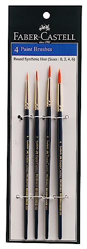 Faber-Castell Paint Brush Set - Round, Pack of 4 (Navy Blue)