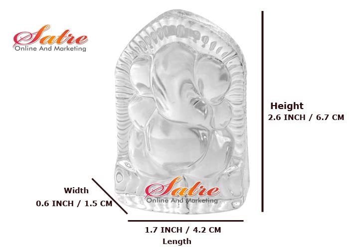 Satre Online And Marketing Crystal Glass Ganesha Idol Statue/Car Dashboard/Home/Office Decoration (Silver)