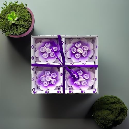 The Decor Affair Radiate Love and Light with These Unique Rose Candle Blossoms - Set of 4 Stunning Multicolour Floating Candles (Purple)