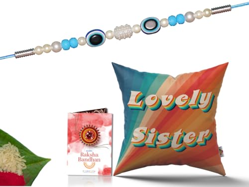 Pillow Rakhi for Brother with Gift - Rakhi with Rakhi Cushion with Filler Greeting Card- Rakhi for Brother, Gifts for Brother, Gifts for Rakhi, Gifts for Rakshabandhan Rakhi Gifts-CH-SIS-16-PC