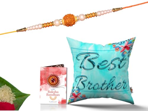 Pillow Rakhi for Brother with Gift - Rakhi with Rakhi Cushion with Filler Greeting Card- Rakhi for Brother, Gifts for Brother, Gifts for Rakhi, Gifts for Rakshabandhan Rakhi Gifts-CH-BRO-27-PB