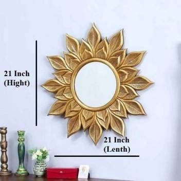 VAS Collection Home Wall Mirror, Handcrafted Mirror, Sun Flower Mirror for Living Room and Bedroom