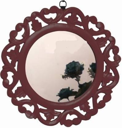 VAS Collection MDF Mirror Frame for Wall Decor,Bedroom,Living Room,Bathroom & Hallway,14"x14" (Brown),Round