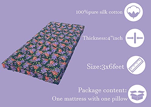 VG MATTRESS - Organic Kapok/Silk Cotton/Ilavam Panju Single cot Mattress.[ Size 6 x 3 ft/72 x 36 x 4 Inches ](Multicolour)