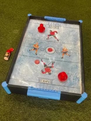 Kidistik Wooden Ice Hockey Fun Game Table Mini Tabletop Air Hockey Game for Kids/Adults (Non-Electric)