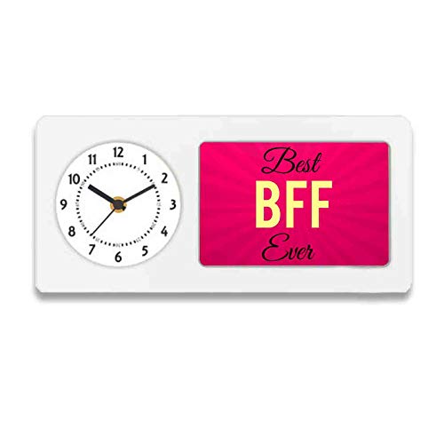 Designer Unicorn Desk/Shelf Clock with Attached Frame Best BFF Ever 9.5 * 4.5 inches