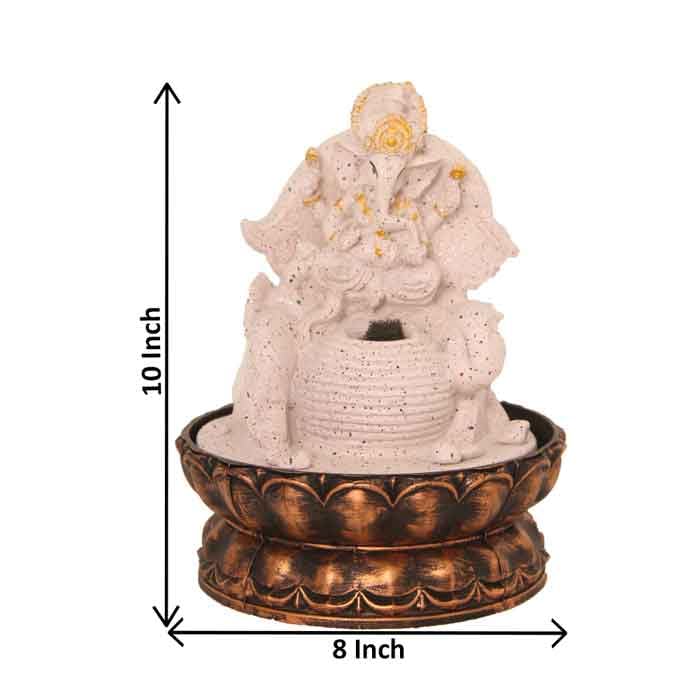 Art N Hub Lord Ganesha Home Decorative Water Fountain Best Home and Office Inauguration Gift Items | Built (20 x 20 x 26 CM | Dotted Pink Golden)