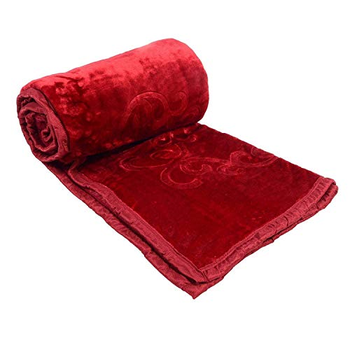 HOMOBITE Super Soft Microfibre Winter Heavy Quilt Mink Blanket (Maroon, Single)