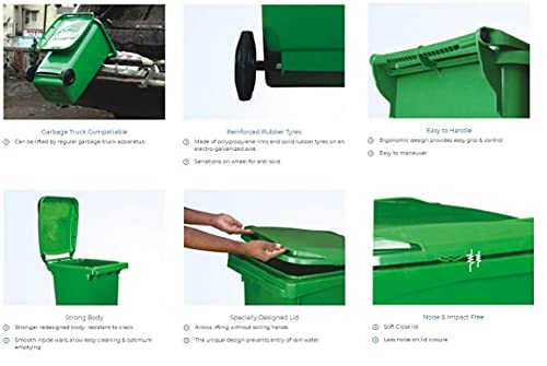 Nilkamal 120 Ltr Wheel Garbage Dustbin Blue/Green