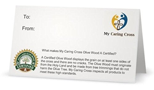 Certified Holy Land Olive Wood Caring/Holding Cross (6, Medium Pocket Cross - 3.75" x 1.75" x 0.5":)