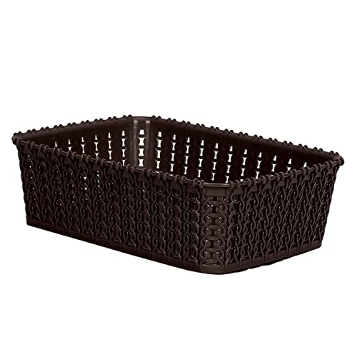 Kuber Industries Multiuses Small M 15 Plastic Tray/Basket/Organizer Without Lid (Brown) -46KKM0109, Standard