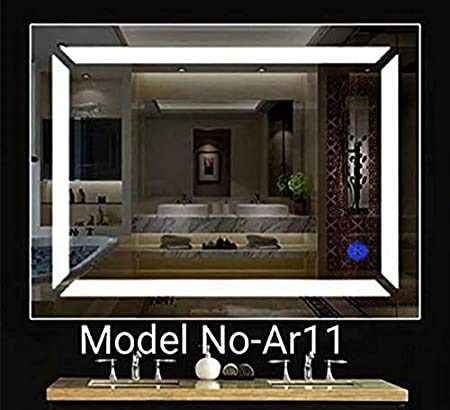 ARANAUT Rectangular Shaped Mirror, LED Illuminated Vanity Glass Mirror with Touch Sensor, Wall Mounted Mirror for Bathroom, Bedroom & Makeup Room (18x24 inches, Brown Light, Framed)