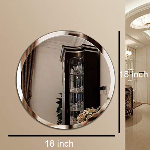 Creative Arts n Frames 18 x 18 inch Beveled Polished Frameless Wall hanging Mirror with non sharp smooth edges (18 x 18 Round Mirror)